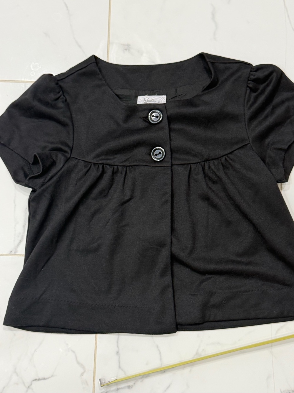 Speechless Black Short-Sleeve Button-Front Girls Top